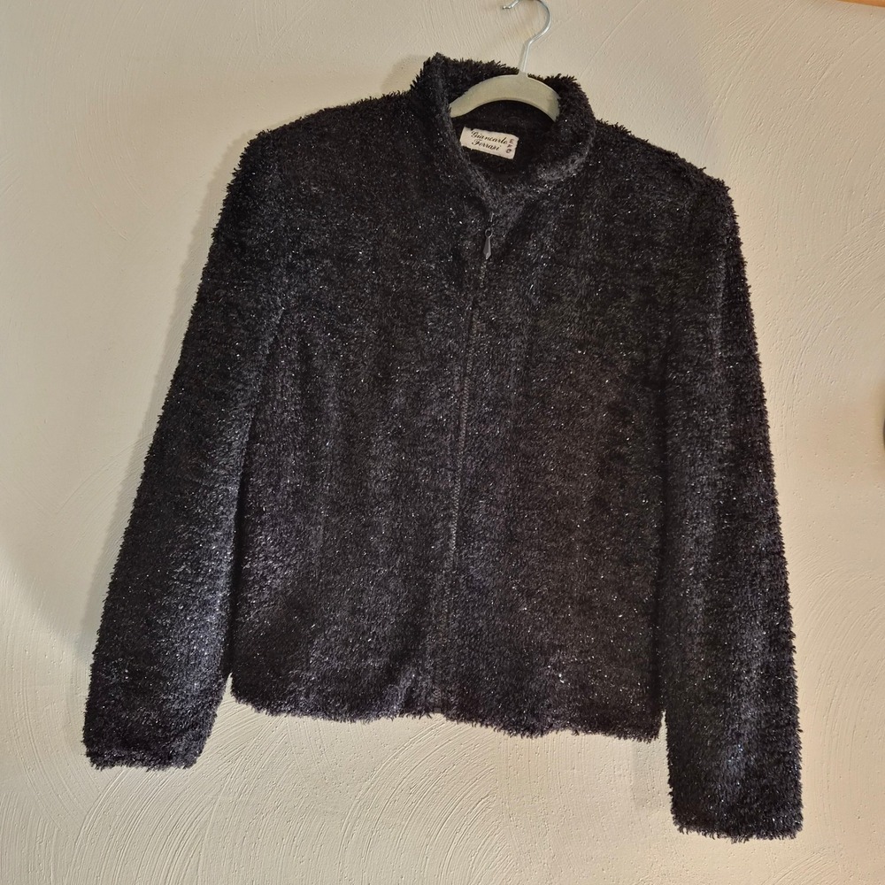 Vintage Giancarlo Ferrari Jacket 14 Black Tinsel Sparkle Whimsigoth Y2K Glam